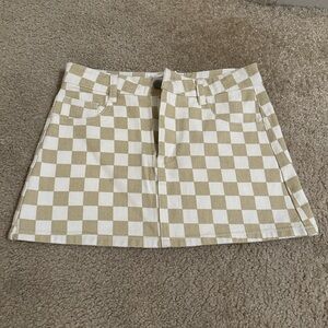 Checkered Denim Skirt